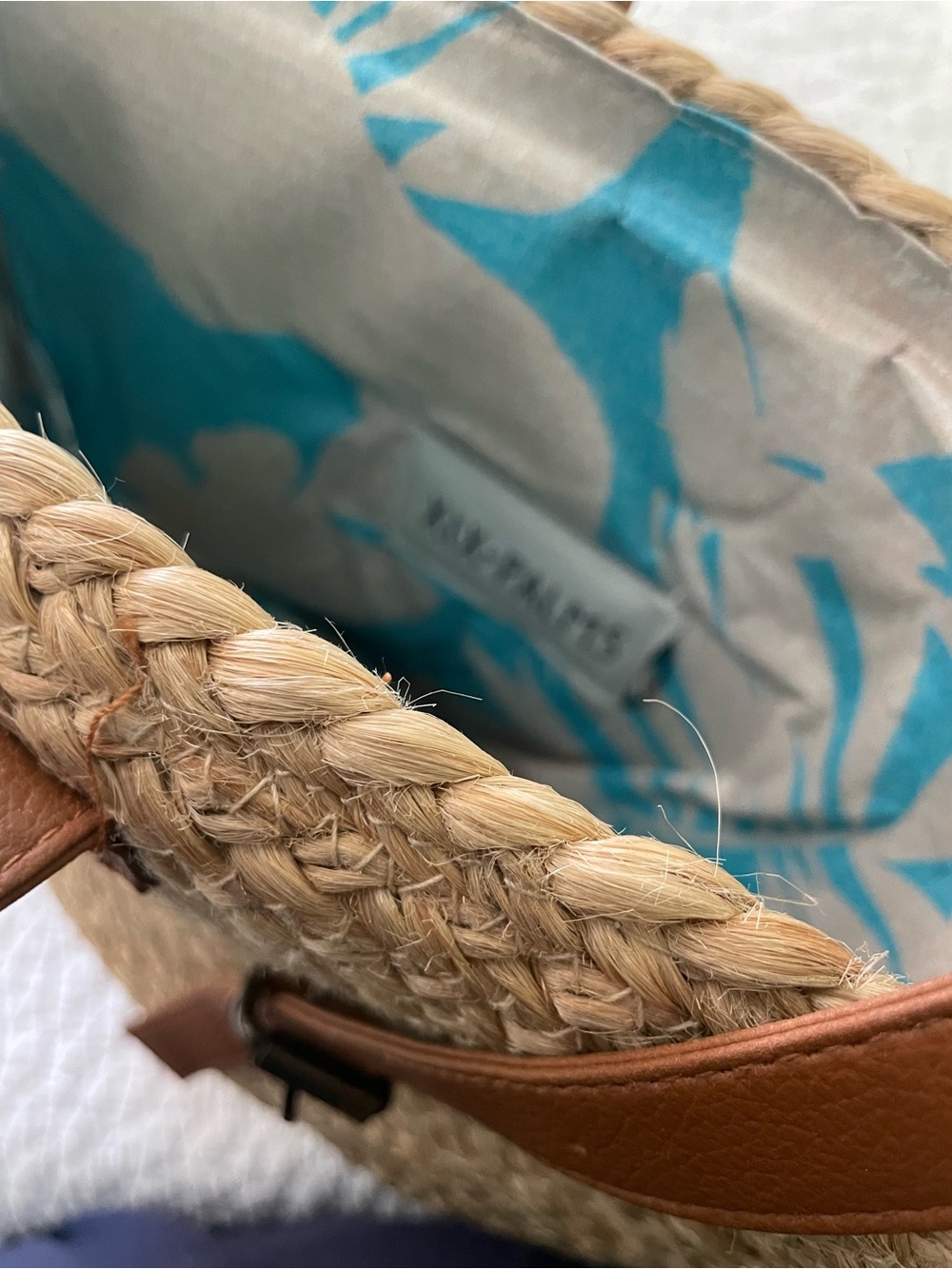 Anthropologie XIX-palms Straw insulated Backpack with Brown Leather Straps - Picture 7 of 7